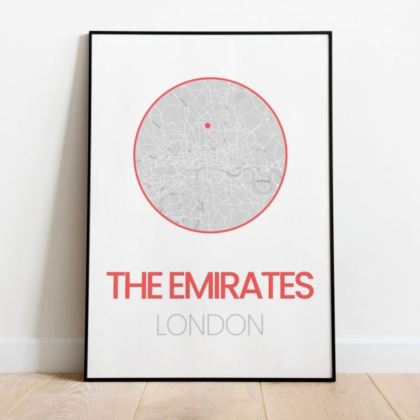 The Emirates Stadium, Arsenal FC location map print