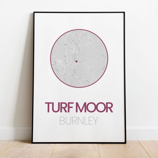 Burnley FC, Turf Moor Stadium location map print