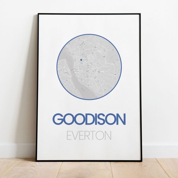 Goodison Park, Everton map poster print