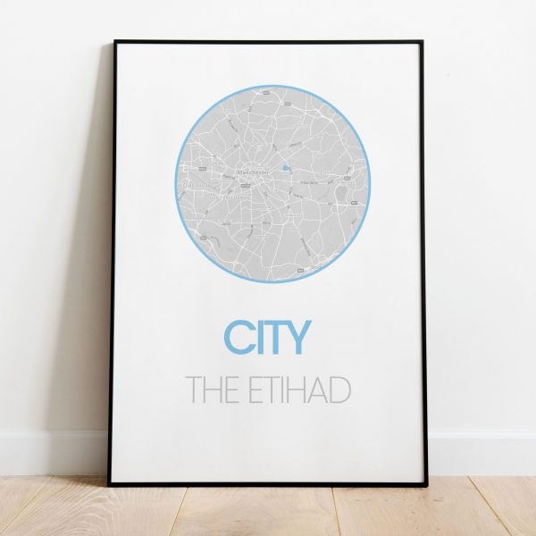 Manchester City, The Etihad stadium location map print