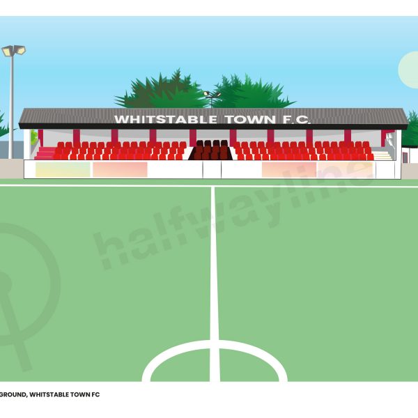 whitstable stadium belmont ground illustration print. whitstable football club